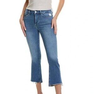 Frame Le Crop Mini Boot Jeans in Drizzle Rips Chew Blue - Women's 26
